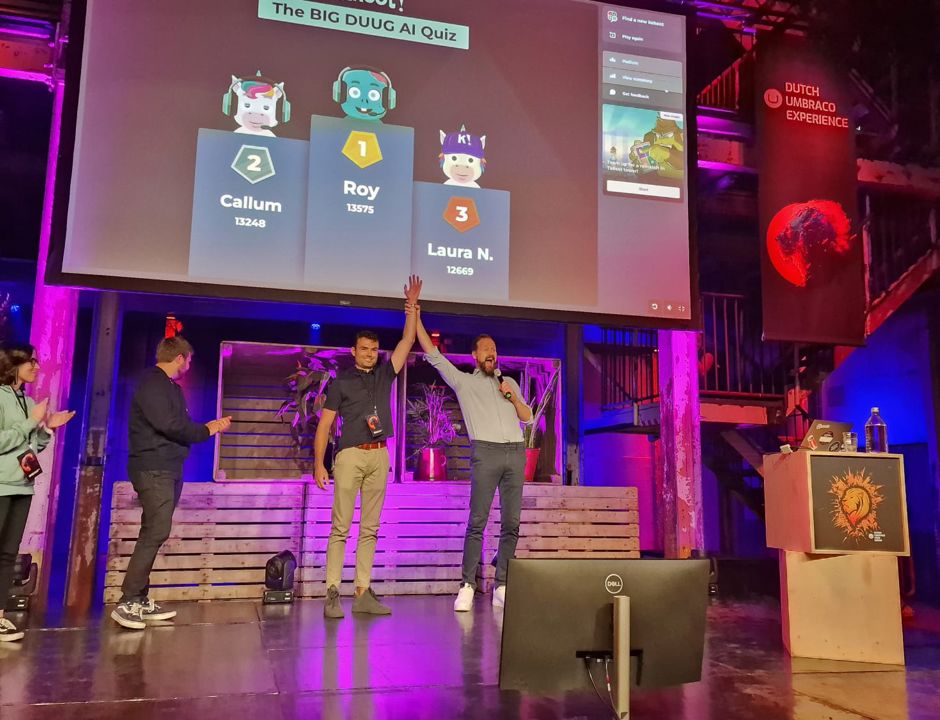 On stage at the BIG DUUG AI Quiz